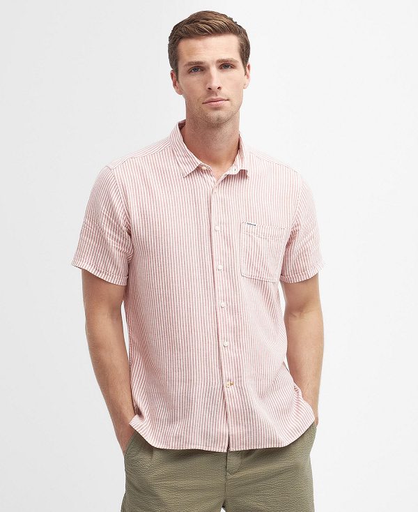 Barbour Deerpark Tailored Short-sleeved Shirt ροζ | BABO87740
