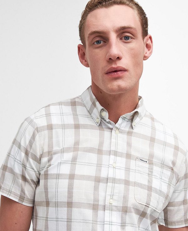 Barbour Delton Tailored Short-sleeved Shirt ασπρα | BABO87779