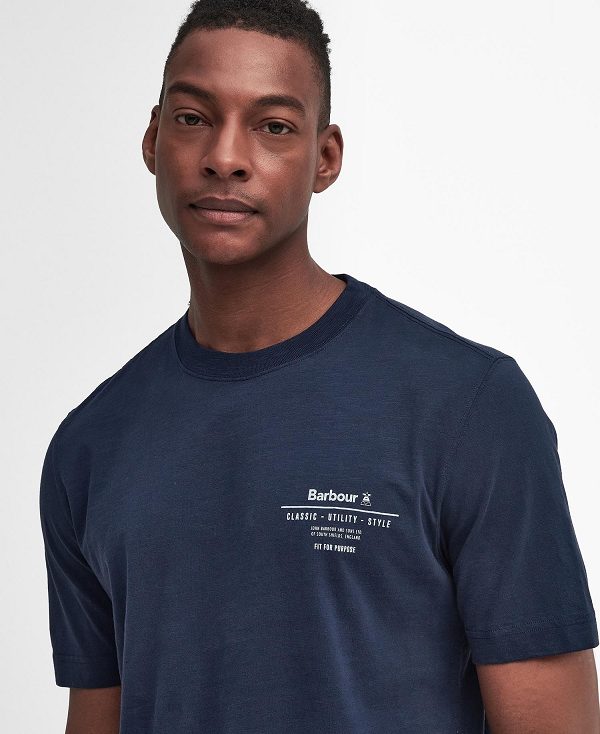 Barbour Denison Relaxed T-shirt σκουρο μπλε | BABO88383