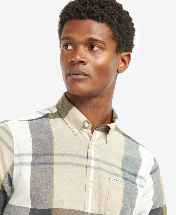 Barbour Douglas Short-sleeved Tailored Shirt μπλε | BABO87615