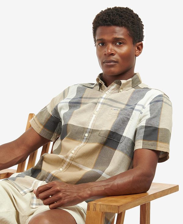 Barbour Douglas Short-sleeved Tailored Shirt μπλε | BABO87615