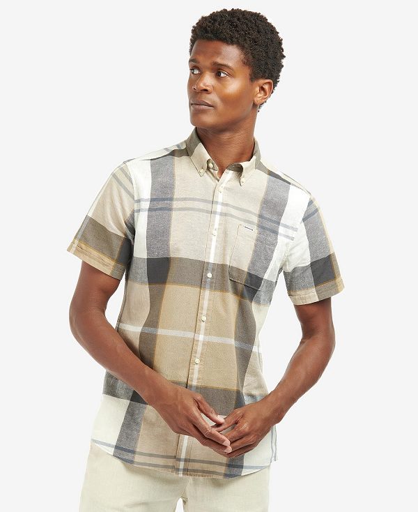 Barbour Douglas Short-sleeved Tailored Shirt μπλε | BABO87615