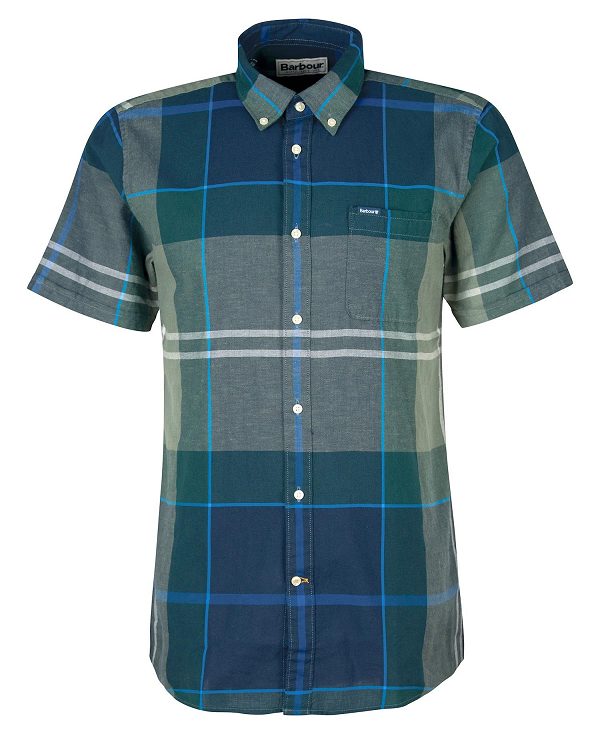 Barbour Douglas Tailored Short-sleeved Shirt μπλε | BABO87636