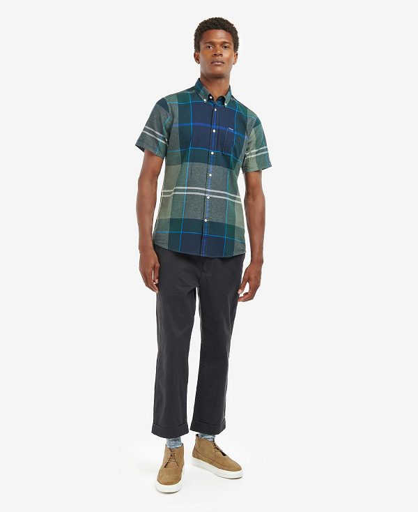 Barbour Douglas Tailored Short-sleeved Shirt μπλε | BABO87636