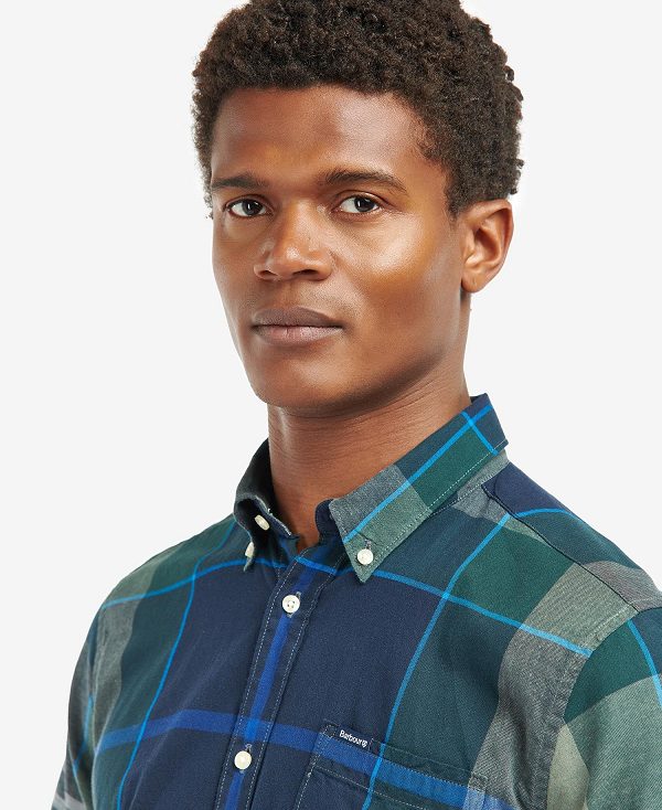 Barbour Douglas Tailored Short-sleeved Shirt μπλε | BABO87636