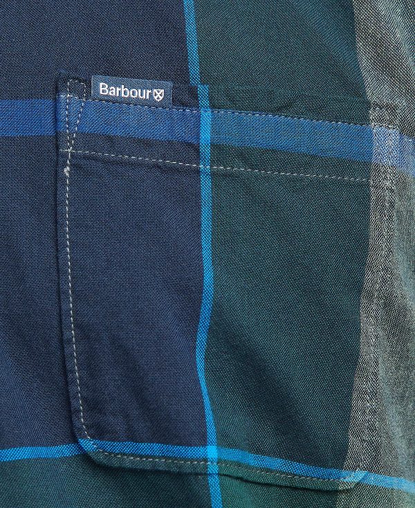 Barbour Douglas Tailored Short-sleeved Shirt μπλε | BABO87636