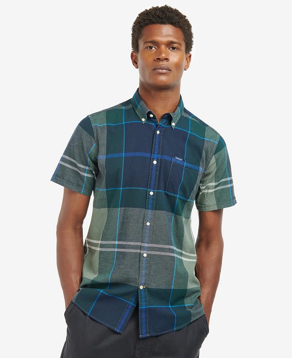 Barbour Douglas Tailored Short-sleeved Shirt μπλε | BABO87636