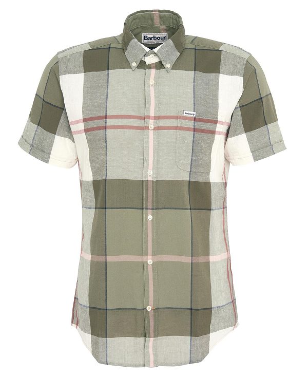 Barbour Douglas Tailored Short-sleeved Shirt Ελιά | BABO87749