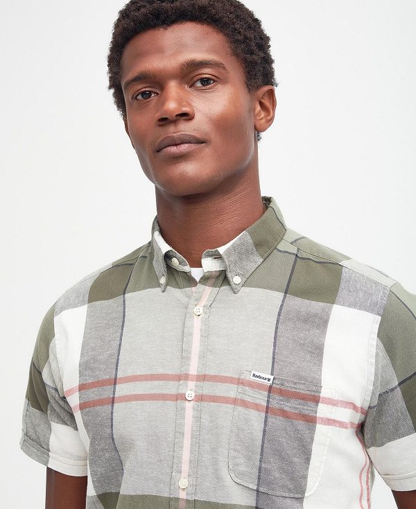 Barbour Douglas Tailored Short-sleeved Shirt Ελιά | BABO87749