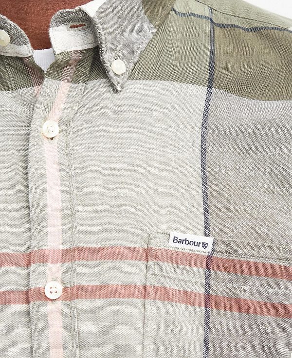 Barbour Douglas Tailored Short-sleeved Shirt Ελιά | BABO87749