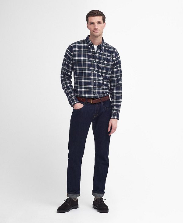 Barbour Drumhill Tailored Long Sleeved Shirt σκουρο μπλε | BABO87806