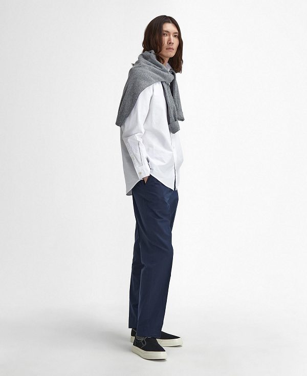 Barbour Dunand Oversized Long-sleeved Oxford Shirt ασπρα | BABO87924