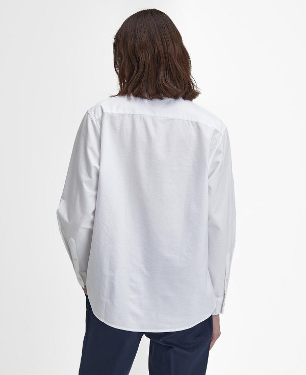 Barbour Dunand Oversized Long-sleeved Oxford Shirt ασπρα | BABO87924