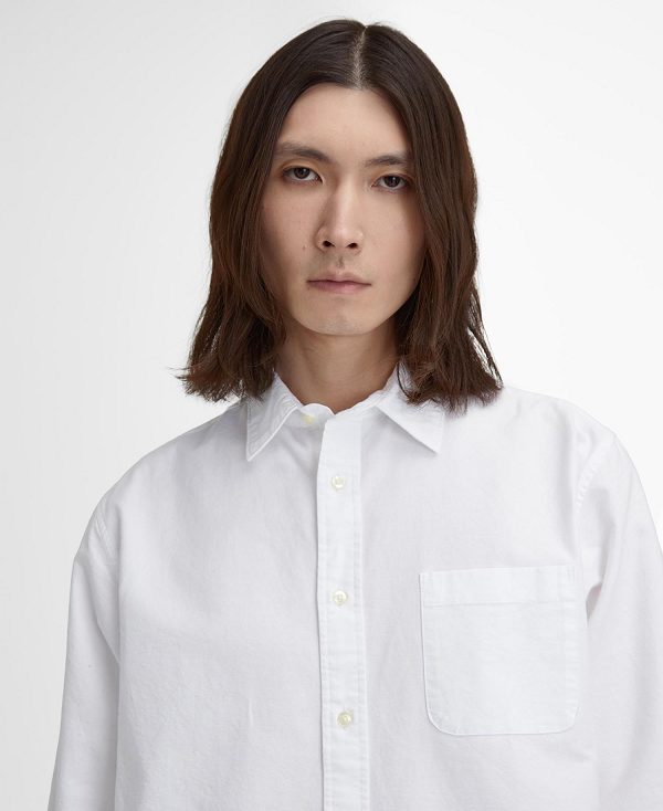 Barbour Dunand Oversized Long-sleeved Oxford Shirt ασπρα | BABO87924