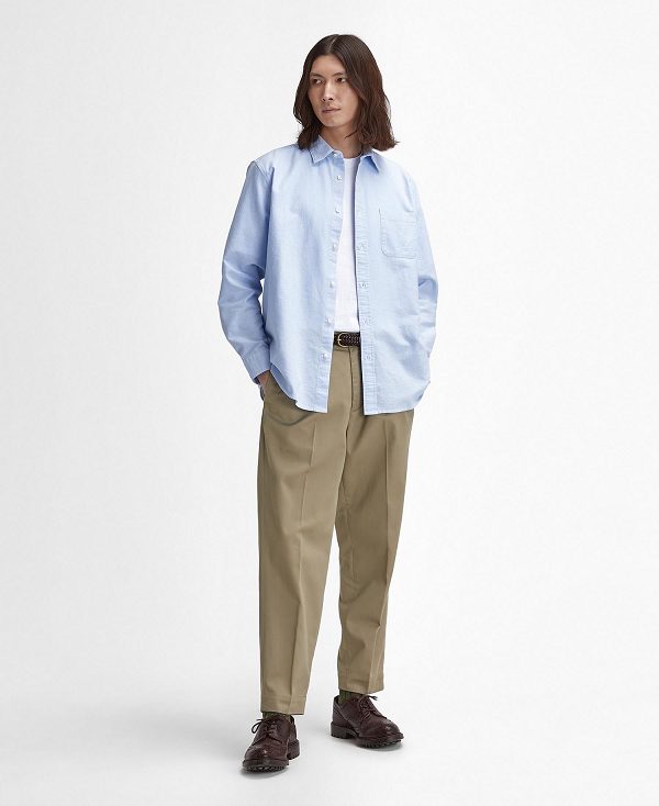 Barbour Dunand Oversized Long-sleeved Oxford Shirt μπλε | BABO87928