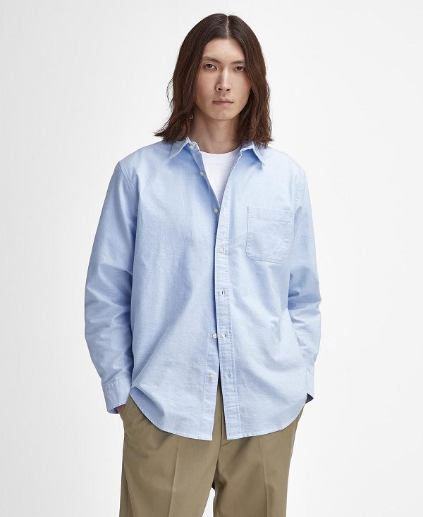Barbour Dunand Oversized Long-sleeved Oxford Shirt μπλε | BABO87928