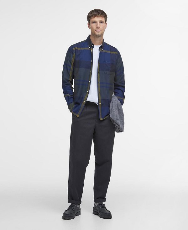 Barbour Dunoon Taillored Fit Shirt μπλε γκρι | BABO87838