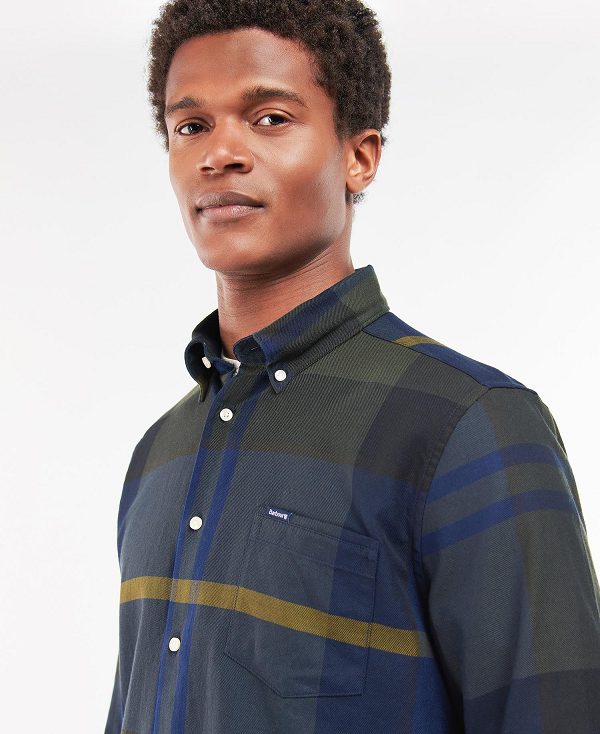 Barbour Dunoon Taillored Fit Shirt μπλε γκρι | BABO87838