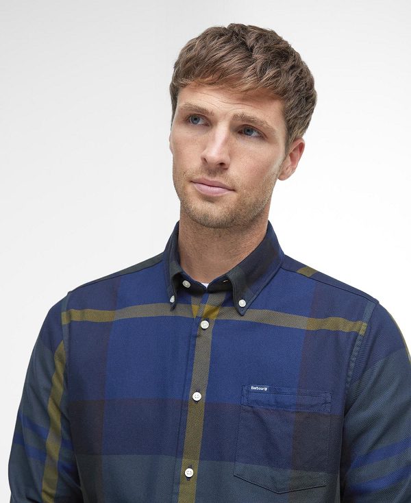 Barbour Dunoon Taillored Fit Shirt μπλε γκρι | BABO87838