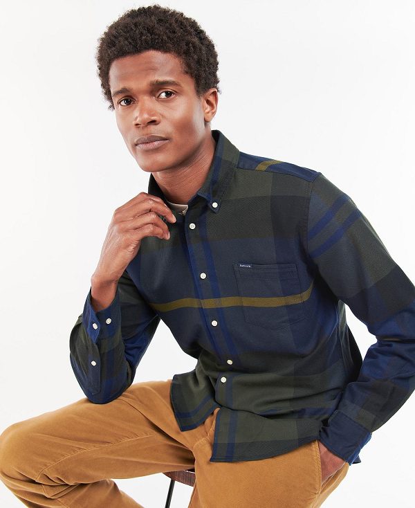 Barbour Dunoon Taillored Fit Shirt μπλε γκρι | BABO87838
