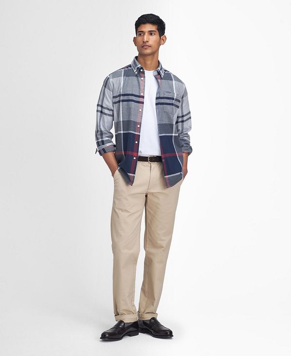 Barbour Dunoon Tailored Long-sleeved Shirt μπλε | BABO87839