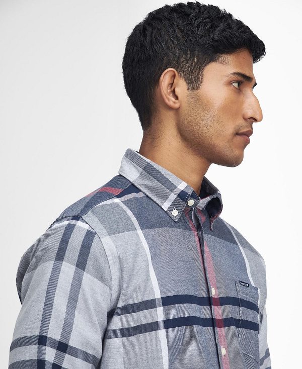 Barbour Dunoon Tailored Long-sleeved Shirt μπλε | BABO87839