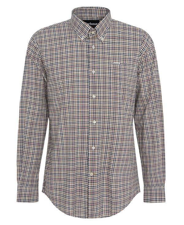 Barbour Durand Regular Long-sleeved Shirt σκούρο καφε | BABO87727