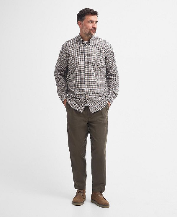 Barbour Durand Regular Long-sleeved Shirt σκούρο καφε | BABO87727