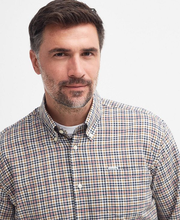 Barbour Durand Regular Long-sleeved Shirt σκούρο καφε | BABO87727