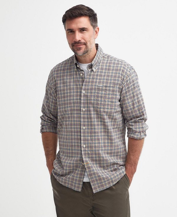 Barbour Durand Regular Long-sleeved Shirt σκούρο καφε | BABO87727