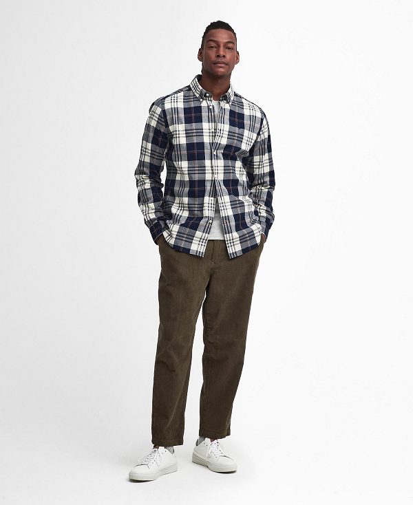 Barbour Edgar Tailored Long-sleeved Shirt σκουρο μπλε | BABO87875