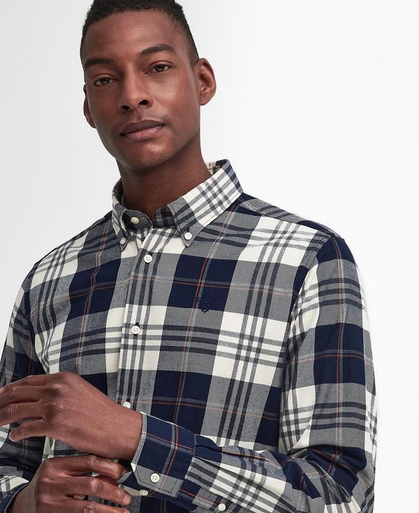 Barbour Edgar Tailored Long-sleeved Shirt σκουρο μπλε | BABO87875