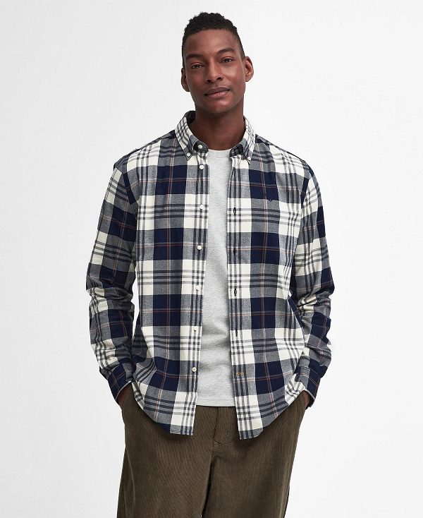 Barbour Edgar Tailored Long-sleeved Shirt σκουρο μπλε | BABO87875