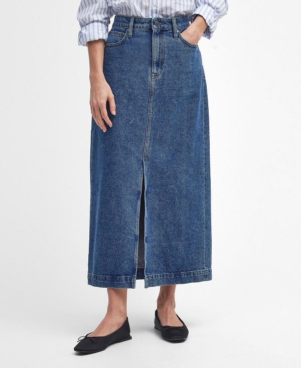 Barbour Ella Denim Midi Skirt μπλε | BABO89620