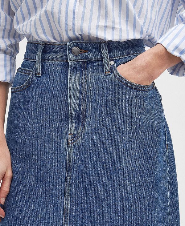 Barbour Ella Denim Midi Skirt μπλε | BABO89620