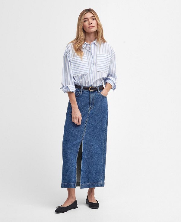 Barbour Ella Denim Midi Skirt μπλε | BABO89620