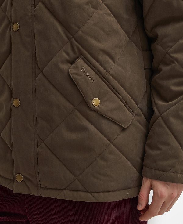 Barbour Elter Quilted Jacket σκούρο Ελιά | BABO87369