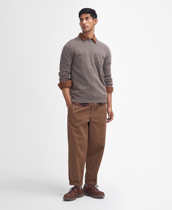 Barbour Essential Crew Neck Jumper Μπεζ | BABO88653