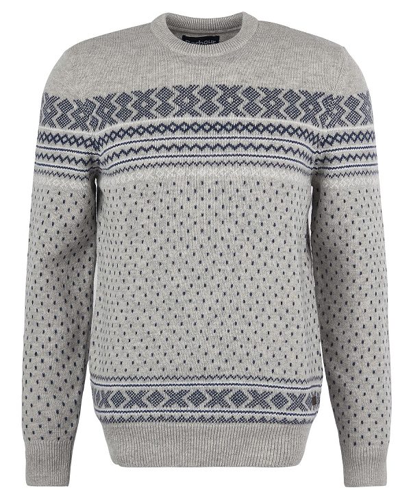 Barbour Essential Fairisle Sweatshirt γκρι | BABO88540