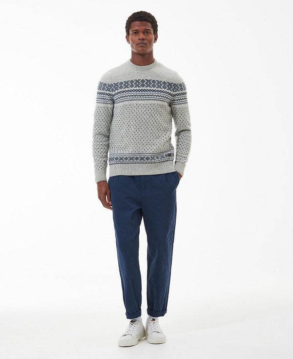 Barbour Essential Fairisle Sweatshirt γκρι | BABO88540
