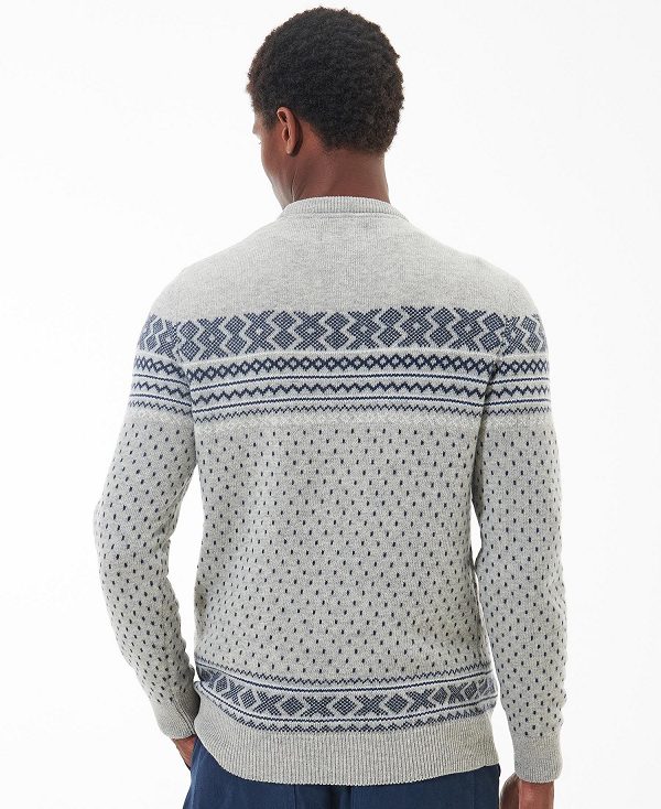 Barbour Essential Fairisle Sweatshirt γκρι | BABO88540