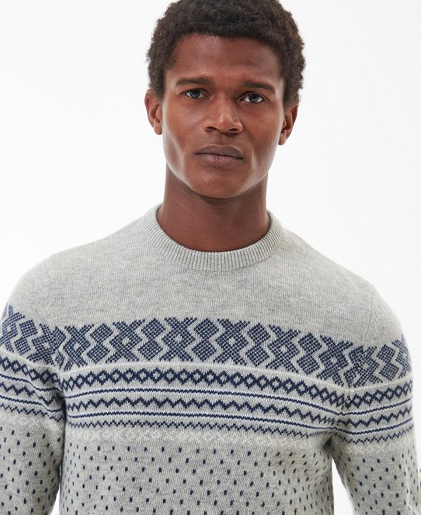 Barbour Essential Fairisle Sweatshirt γκρι | BABO88540
