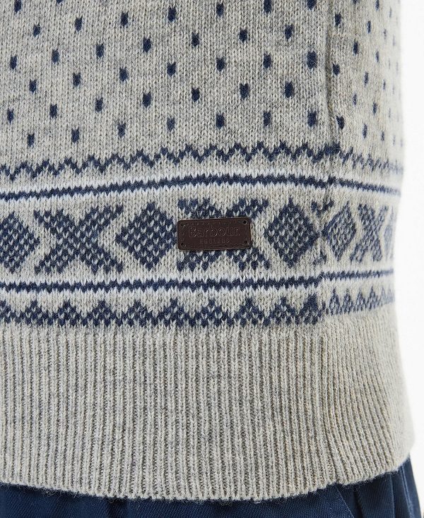 Barbour Essential Fairisle Sweatshirt γκρι | BABO88540