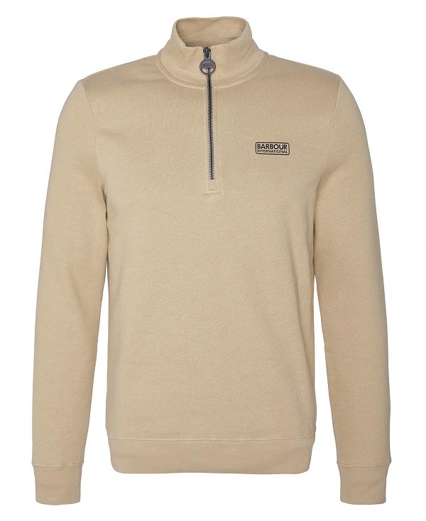 Barbour Essential Half-zip Sweatshirt Μπεζ | BABO88456