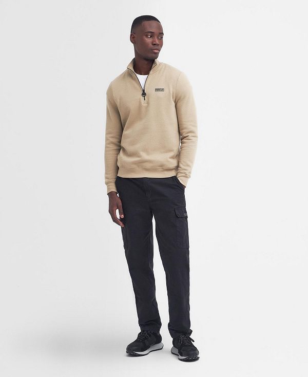 Barbour Essential Half-zip Sweatshirt Μπεζ | BABO88456