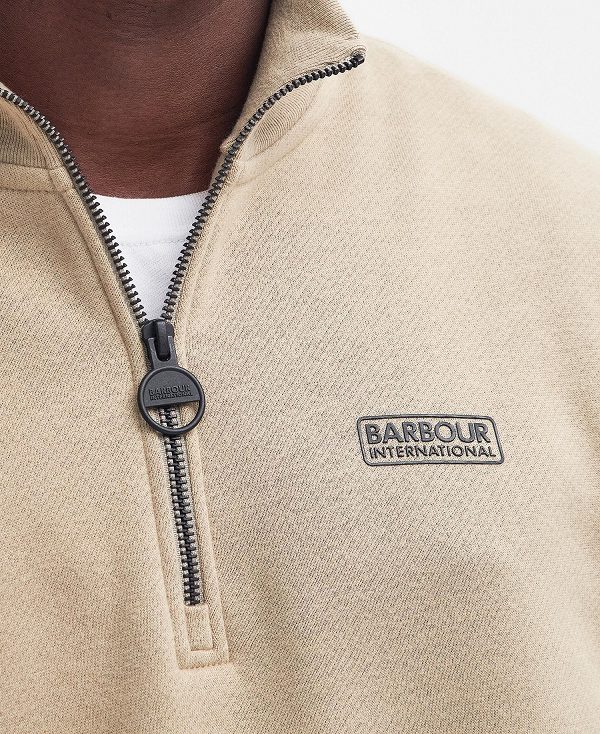 Barbour Essential Half-zip Sweatshirt Μπεζ | BABO88456