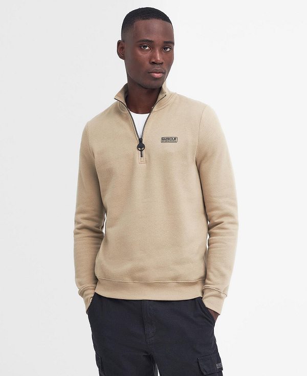 Barbour Essential Half-zip Sweatshirt Μπεζ | BABO88456