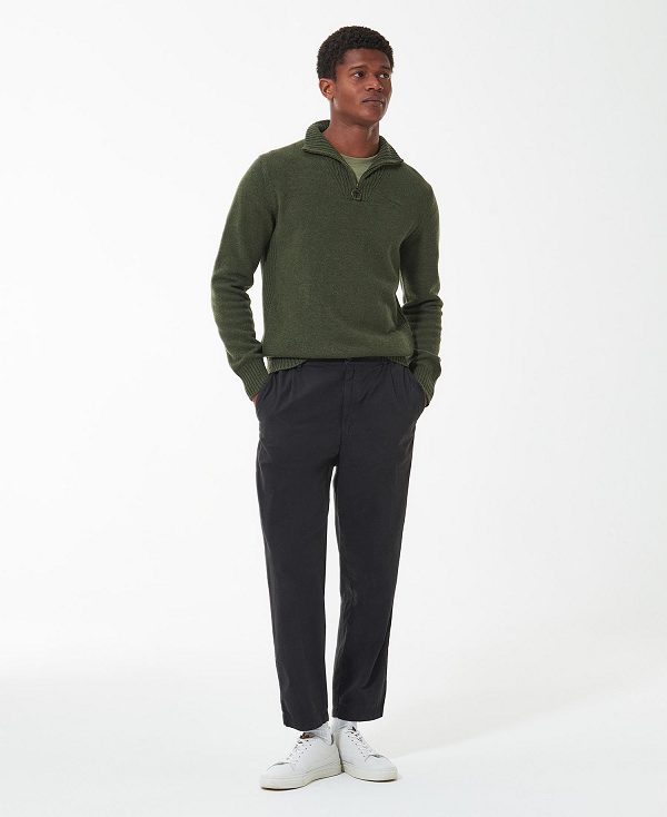 Barbour Essential L/Wool Half Zip Jumper Ελιά | BABO88510