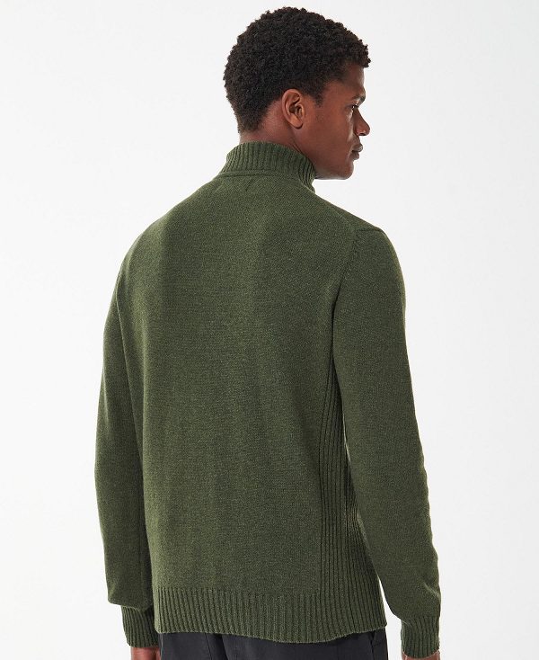 Barbour Essential L/Wool Half Zip Jumper Ελιά | BABO88510