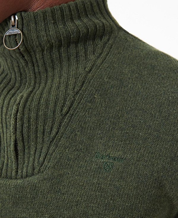 Barbour Essential L/Wool Half Zip Jumper Ελιά | BABO88510